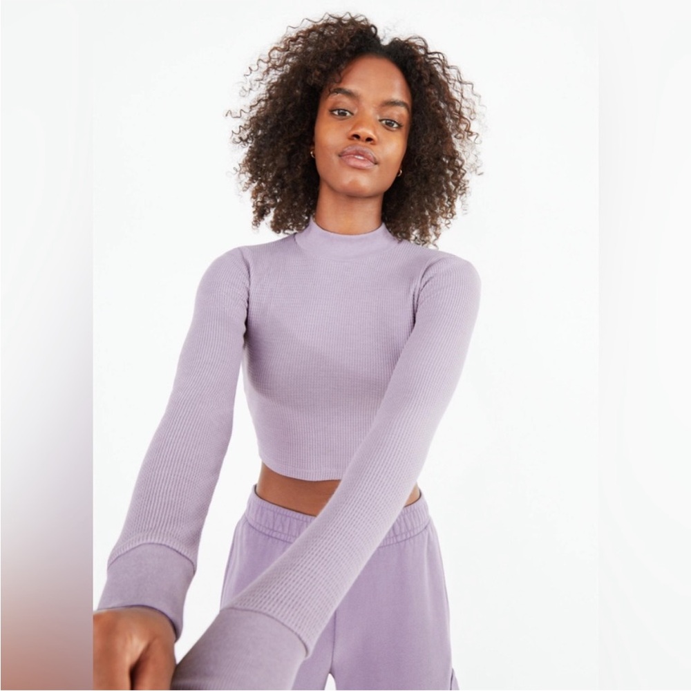 TNA Waffle Knit Cropped Mock Neck - Size S